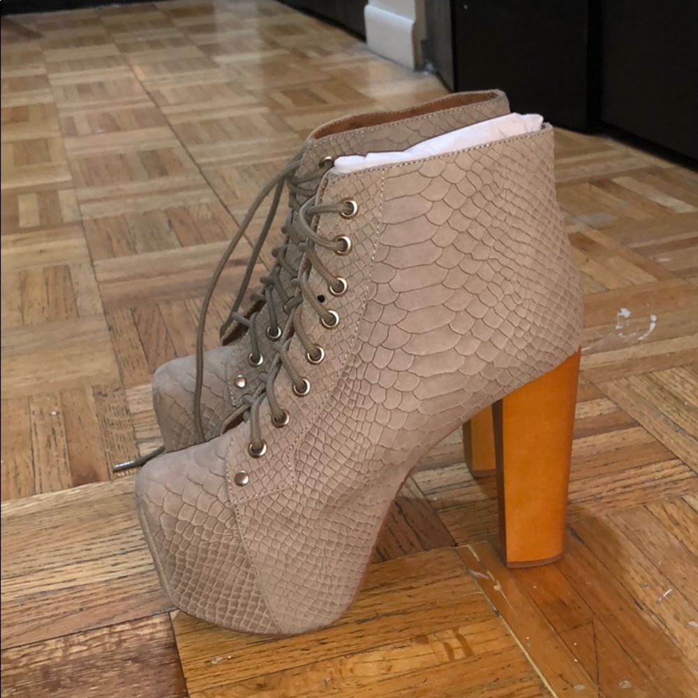Jeffrey Campbell Lita booties in snakeskin